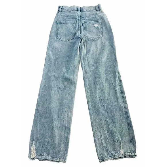 Playboy by PacSun Size 23 Eco Super Distressed High Waisted Baggy Jeans - Picture 2 of 15